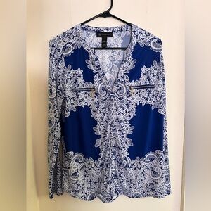 Patterned Blouse w Zipper Pockets